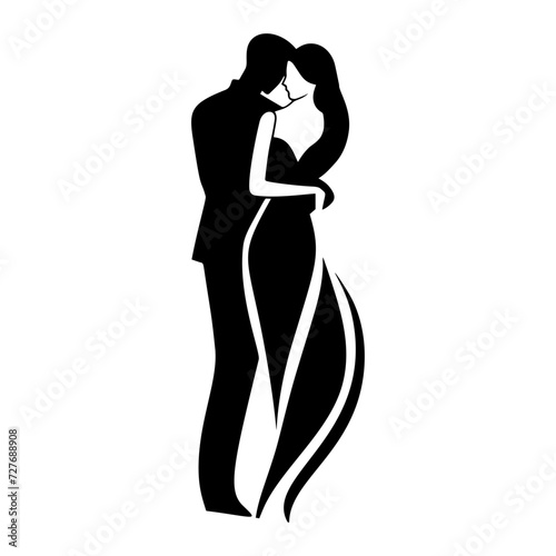 Beautiful couple dancing silhouette vector 