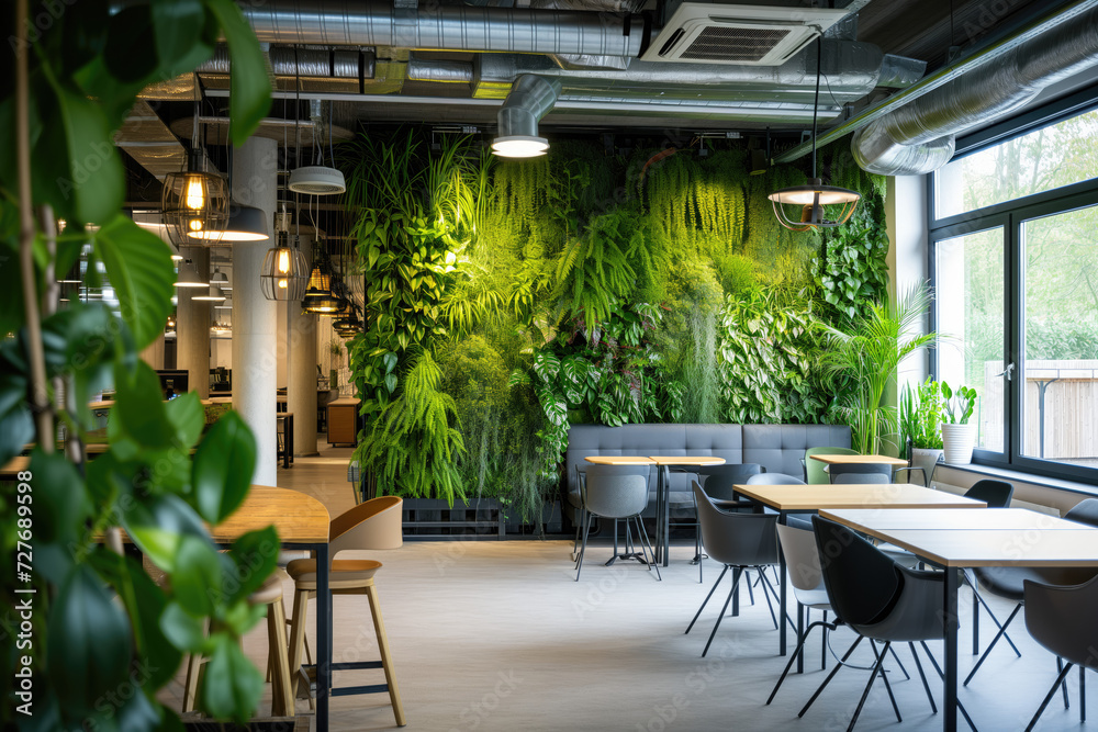 Interior of office with flora and vertical gardens - obrazy, fototapety, plakaty 