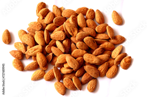 almonds on a white background 