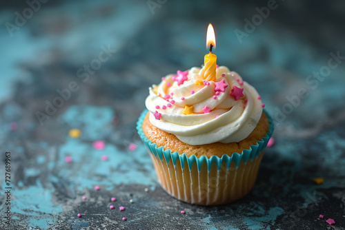 Celebratory Birthday Cupcake, A Sweet Treat for Joyful Occasions"