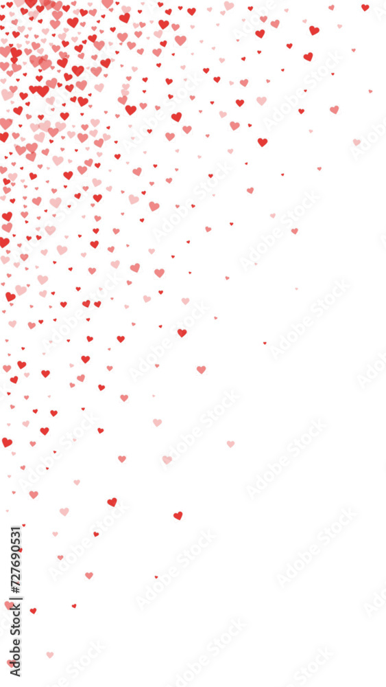 Red hearts scattered on white background.