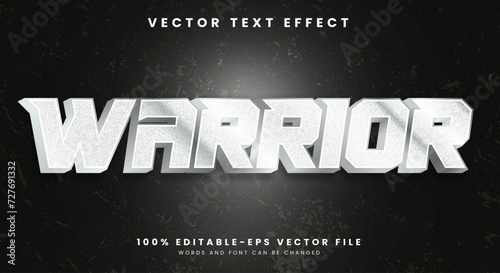 Warrior editable text effect template with glossy style typeface