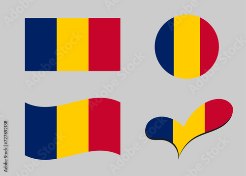 Free Download Flag of Chad. Chad flag in heart shape. Chad flag in circle shape. Country flag variations - GFXLoad