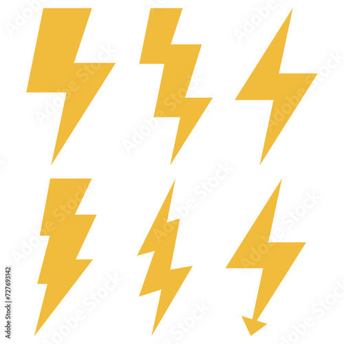 Lightning bolt set flat style