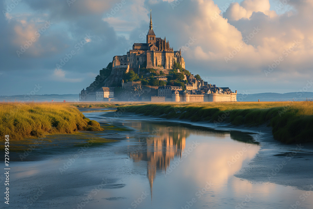 The Archangel Saint Michael encourages Aubert to build a