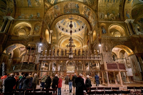 The interior of the byzantine styled San Marco church in Venice, Italy