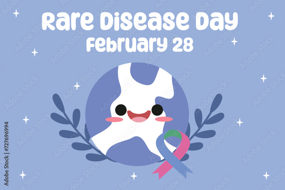 Fototapeta premium Rare Disease Vector Illustration. Cute kawaii style