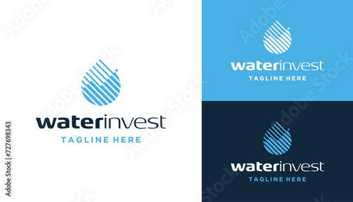 Simple Fresh Dew Water Drop with Investment Arrow Static Lines For Outdoor Logo Design