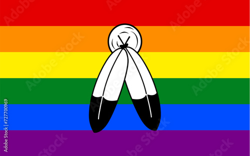 Two spirit, Two-spirit or twospirited pride Flag,  LGBT flag Native American community sexual gender rights, Indians lesbian and gay culture in United States of America
