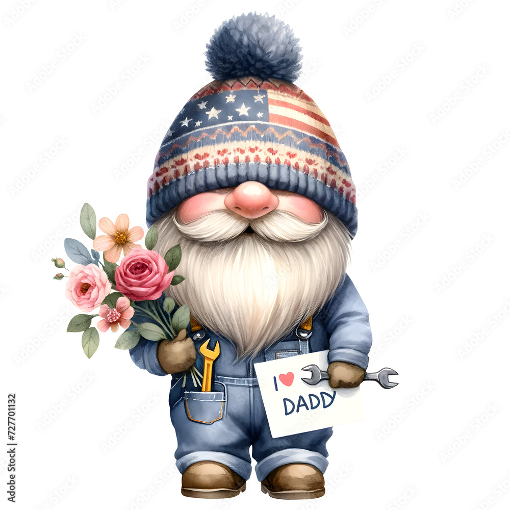 Gnome Father's Day Watercolor Clipart Illustration Gnome Father's Day Watercolor Clipart Illustration
