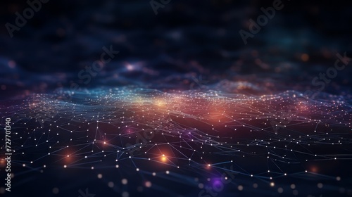 Futuristic digital abstract: cyberspace with particle network connections - technology background