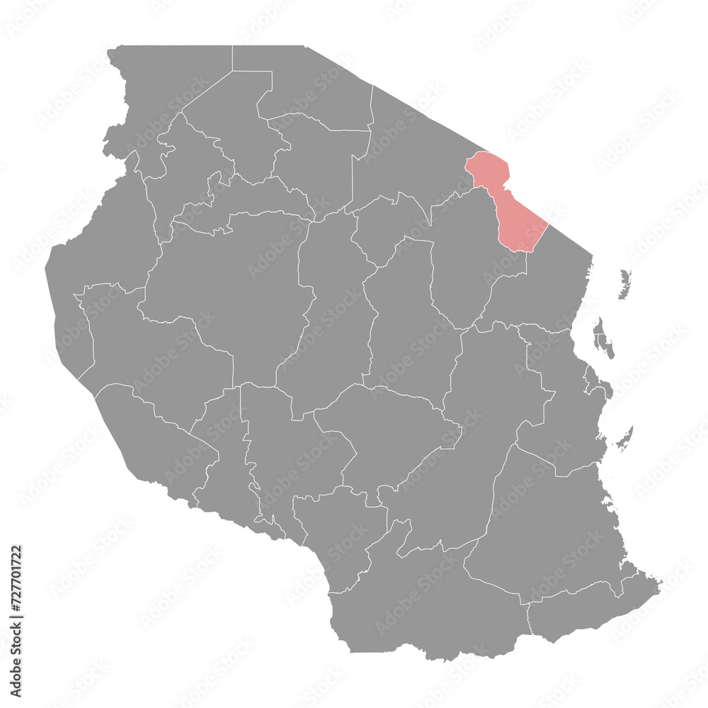 Fototapeta premium Kilimanjaro Region map, administrative division of Tanzania. Vector illustration.