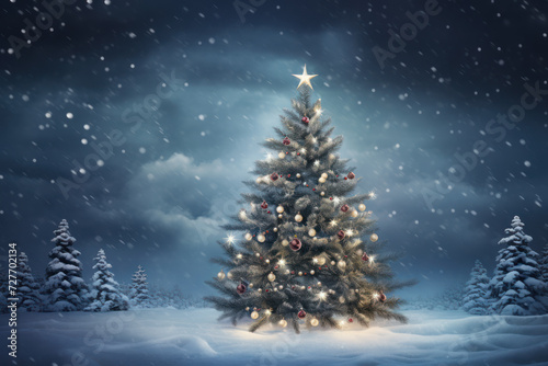 Winter Wonderland Christmas Tree with Lights © M.Gierczyk
