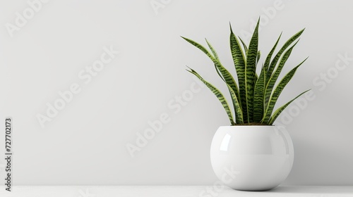 Snake Plant  indoor plant potted at home with natural light and white background  Generative AI