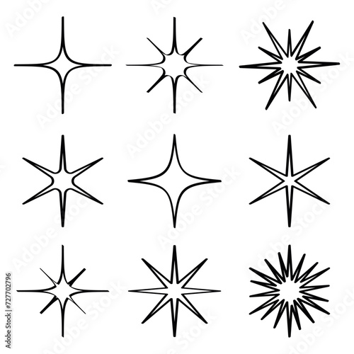 Hand drawn doodle flare stars