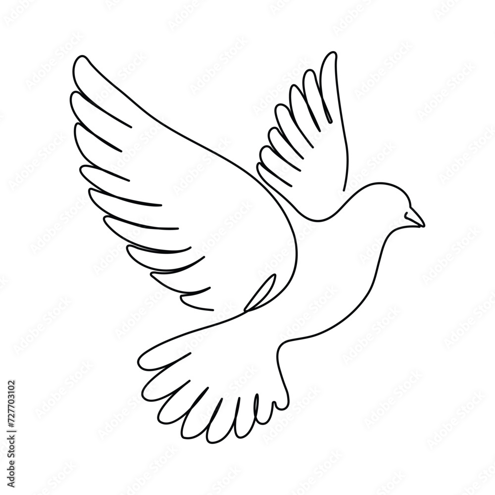Obraz premium Continuous single line drawing of Bird flying art One Line vector Illustrated design.