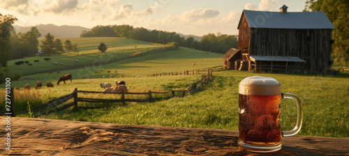 Wallpaper Mural Farm Fresh Brew, Craft Beer Mug Amid Rural Scenery Torontodigital.ca