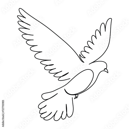 Continuous single line drawing of Bird flying art One Line vector Illustrated design.