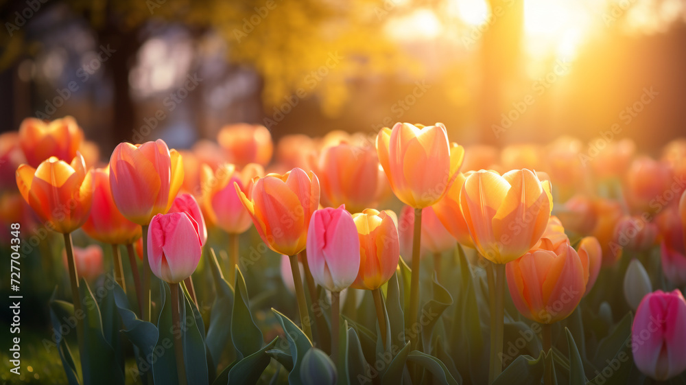 beautiful tulips garden at sunrise beautiful tulips garden at sunrise