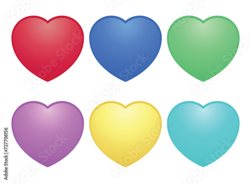 Set of hearts in multiple colours gradient style