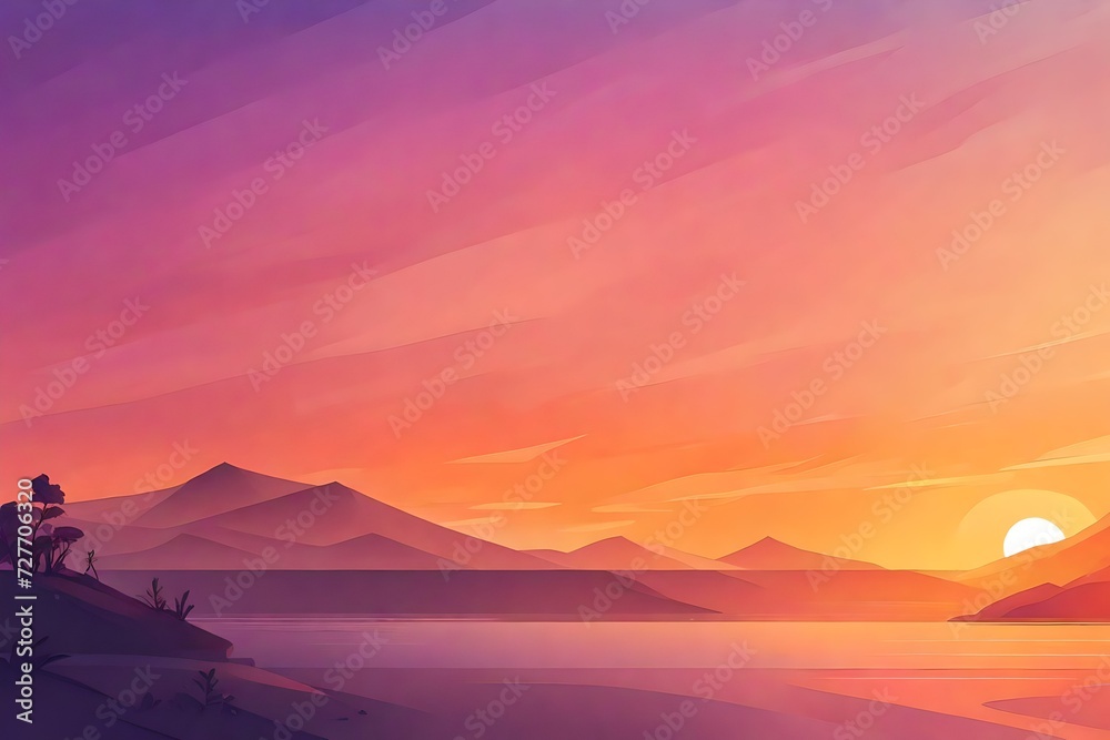 dessert background with pink and red sky in the background abstract background view with loely sun sert 