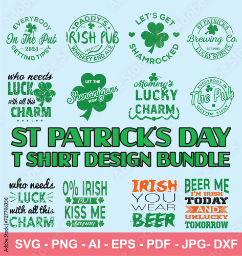 Awesome St Patrick's Day design, Irish – Happy St Patrick's Day  design, St Patrick's Day Chicago Dog t shirt design bundle, Honorary Paddy St Patricks' t Day T shirt Bundle, POD Bundle
 photo