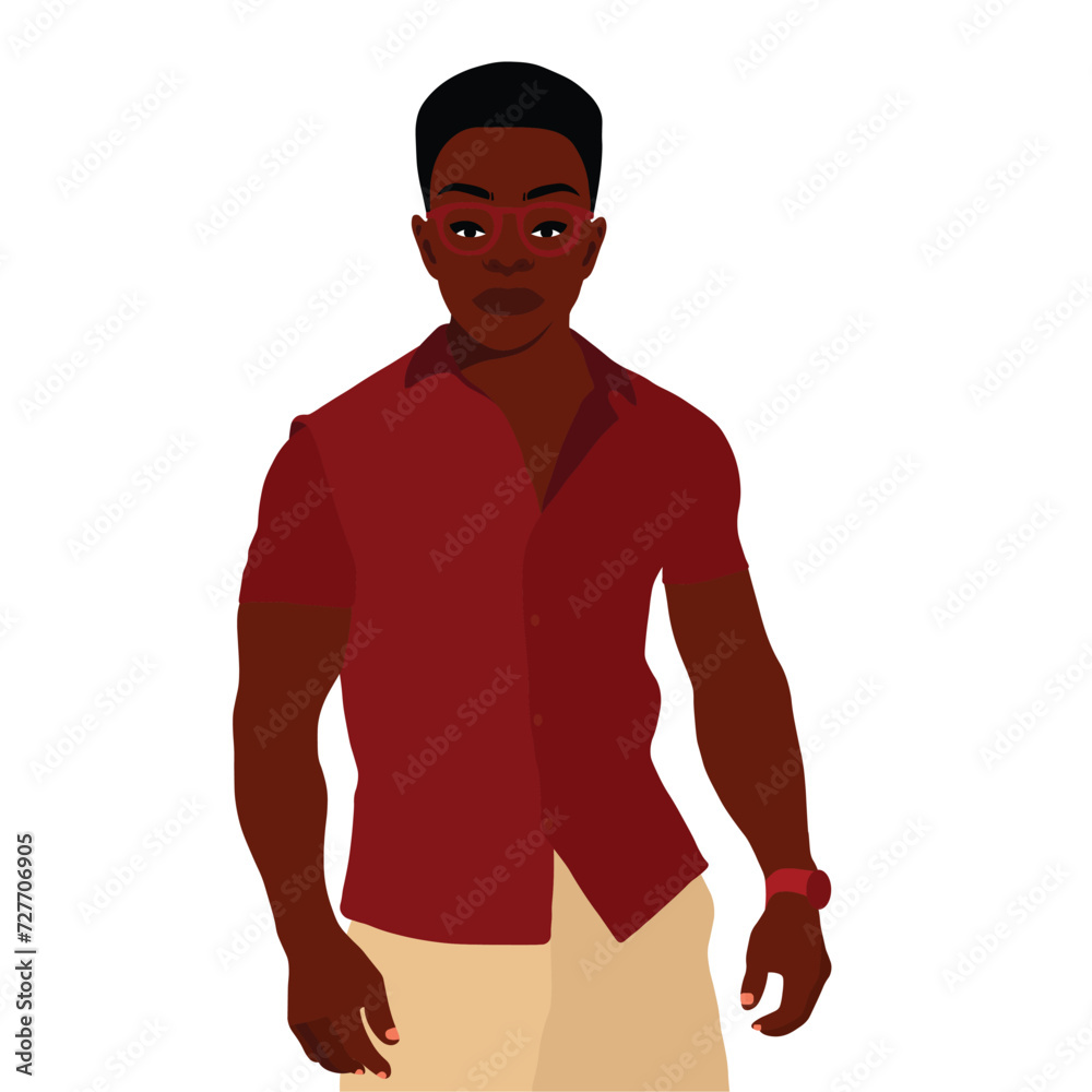 Fototapeta premium Modern fashionable black man in elegant art style vector