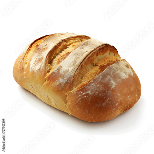 Freshly baked artisan bread isolated on white background, realistic, png 