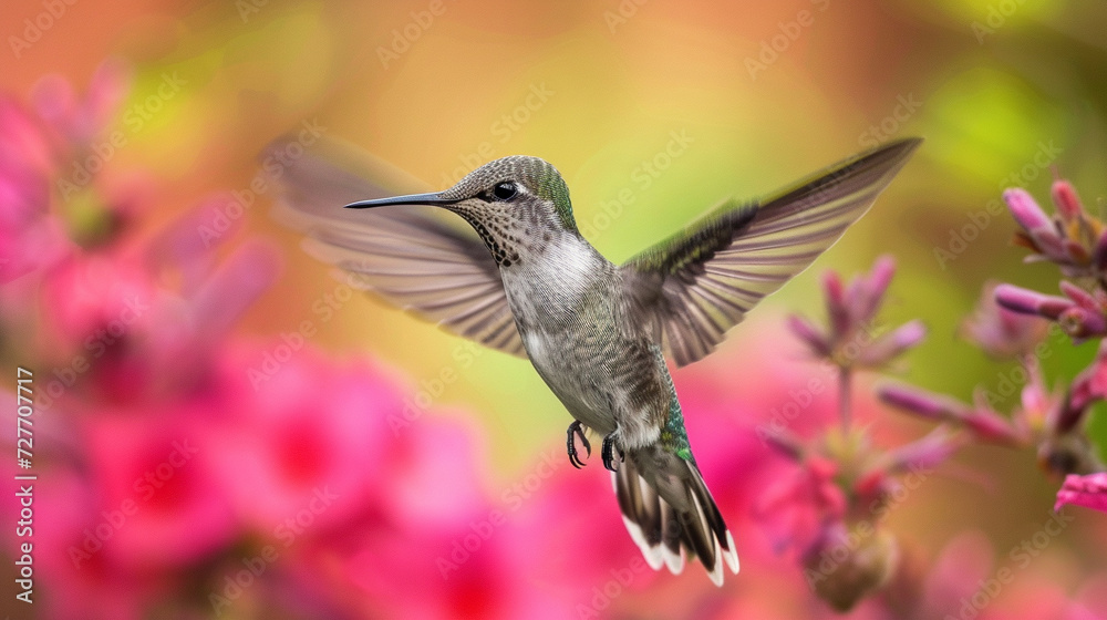 close up of Hummingbird in Flight Collecting Nectar close up of Hummingbird in Flight Collecting Nectar