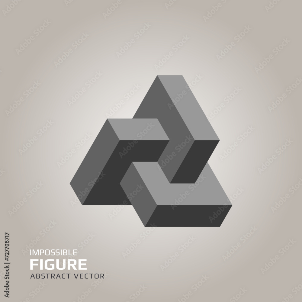 Impossible figure. 3D abstract optical illusion. Vector illustration.