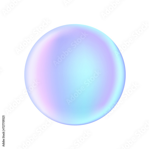 Rainbow sphere or round crystal or ball of pink purple iridescent colors isolated on white. Realistic light reflections. Vector 3D clipart for graphic design, pearl gem or bead illustration.