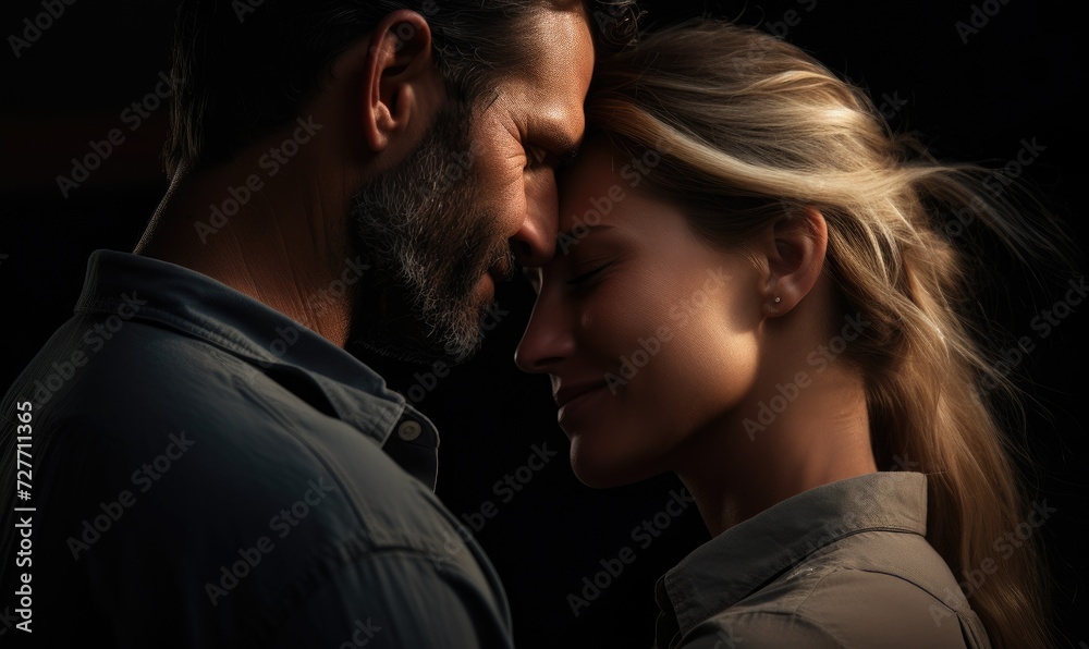 A couple in love embrace each other. A couple in love embrace each other.
