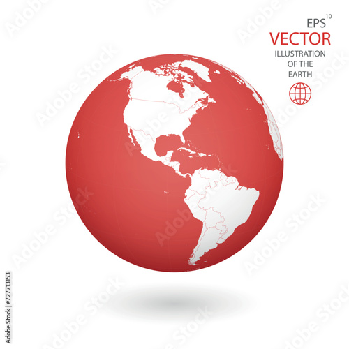 Earth illustration. Each country has its own autonomous border and background color fill, which gives the opportunity to select the desired part from the rest of the content. Objects are isolated.