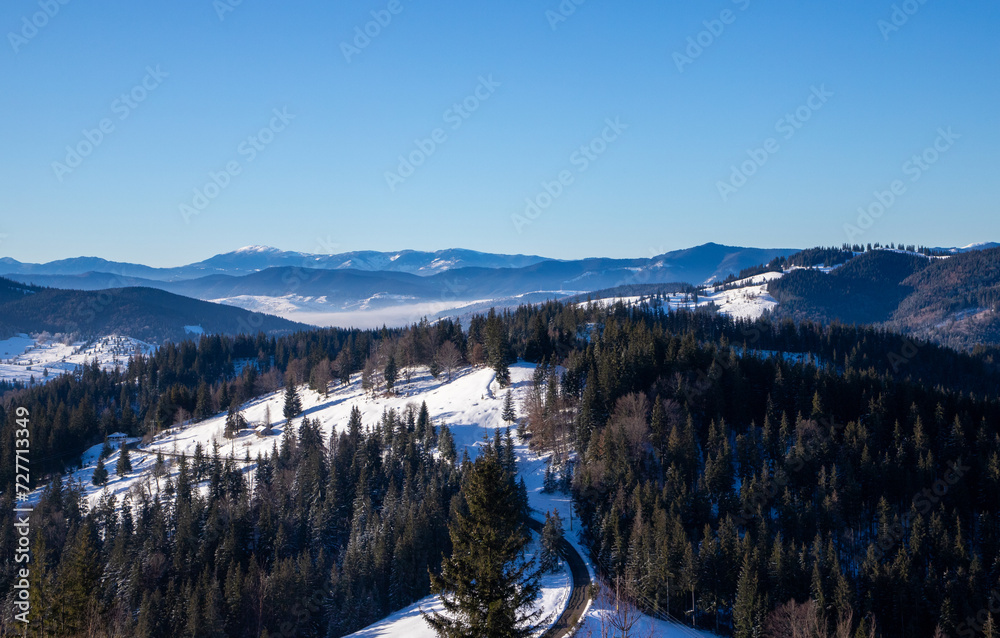 Winter landscape from the Ciumarna pass - Romania