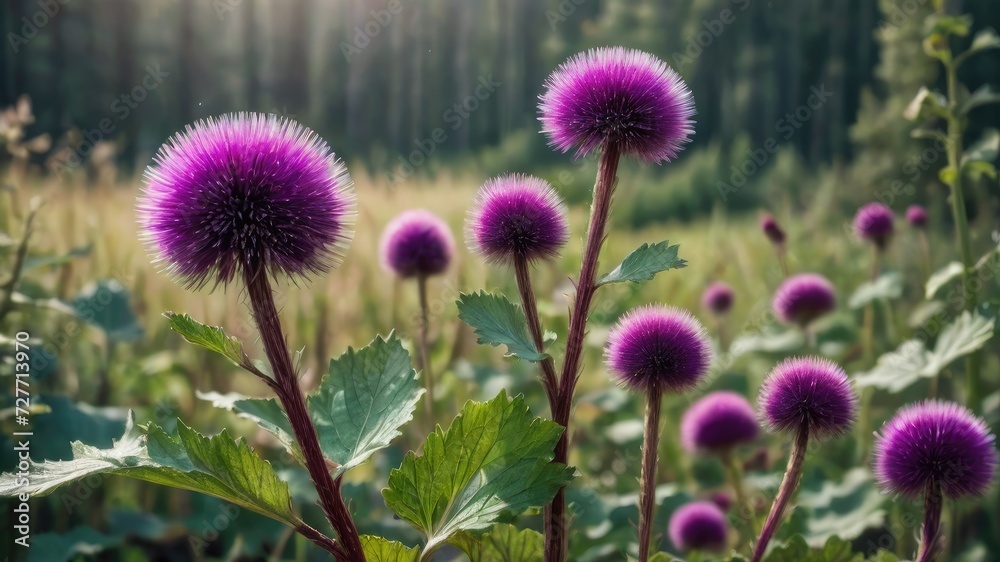Great burdock flowers and leaves, Medicine flower plant wallpaper, Close up of a bee collecting pollen on a beautiful unique flower Great burdock flowers and leaves, Medicine flower plant wallpaper, Close up of a bee collecting pollen on a beautiful unique flower