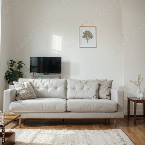 modern living room interior design with white sofa