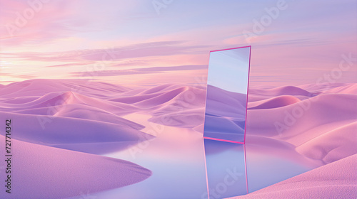 fantasy landscape, pink and violet concept artwork futuristic mirror background