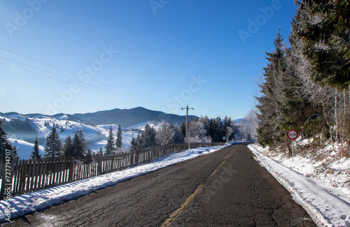 Landscape from the Palma pass in Suceava county - Romania in winter photo