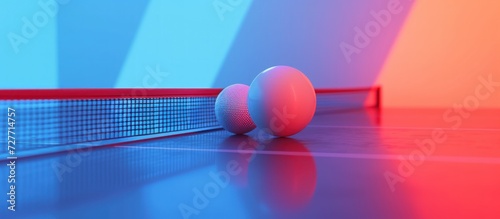 Table Tennis Racket or Ping pong bat with a ball for Sport equipment vibrant background.Generated AI
