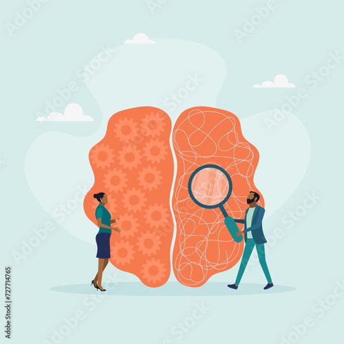 Psychology. Psychotherapeutic practice, psychological assistance, psychiatrist consultations. Modern flat cartoon style. Vector illustration.