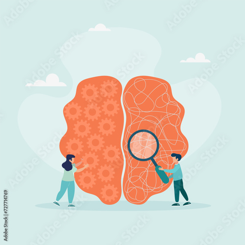 Psychology. Psychotherapeutic practice, psychological assistance, psychiatrist consultations. Modern flat cartoon style. Vector illustration.