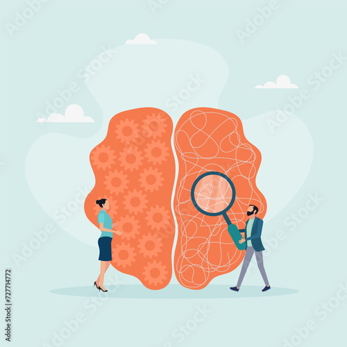 Psychology. Psychotherapeutic practice, psychological assistance, psychiatrist consultations. Modern flat cartoon style. Vector illustration.