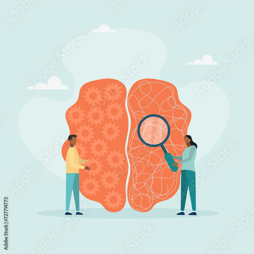 Psychology. Psychotherapeutic practice, psychological assistance, psychiatrist consultations. Modern flat cartoon style. Vector illustration.