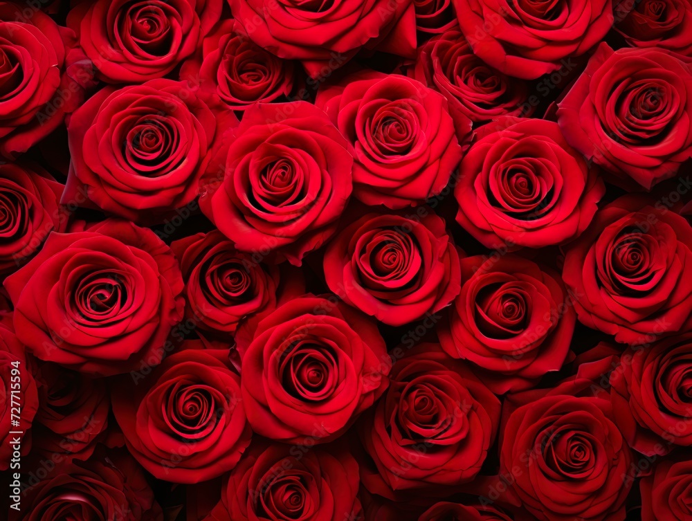 A background filled entirely with a pattern of red roses A background filled entirely with a pattern of red roses