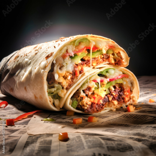 Fresh and hot burrito veg roll photo