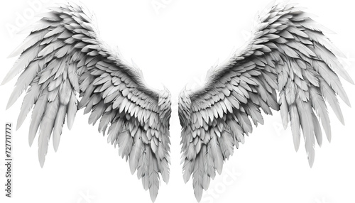 White angel wing isolated on transparent background, Generative AI.