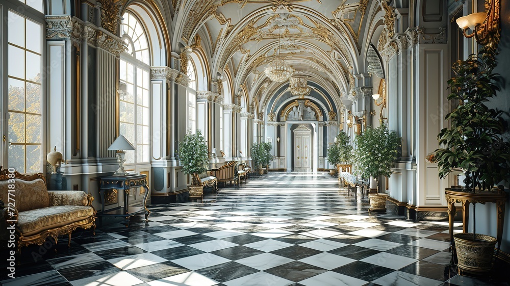 architecture interior palace historical art luxury - obrazy, fototapety, plakaty 