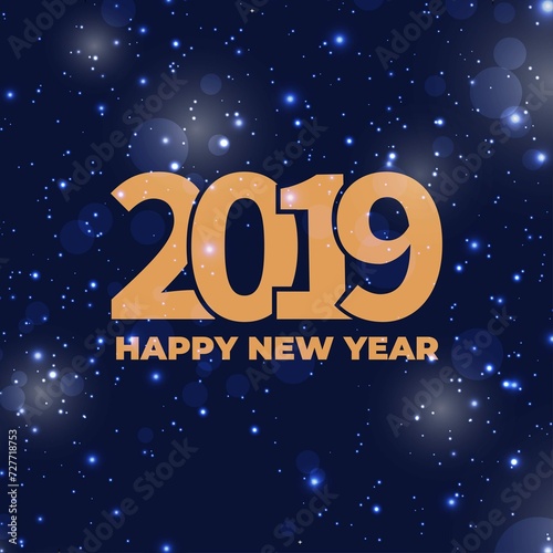Happy New Year 2019 New Year Background With Abstract Bokeh