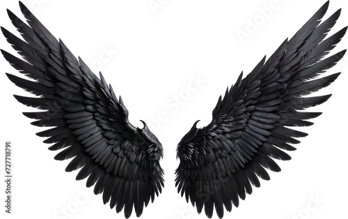Black wing isolated on transparent background, Generative AI.