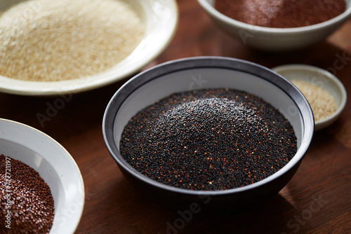 black quinoa in ceramic bowl